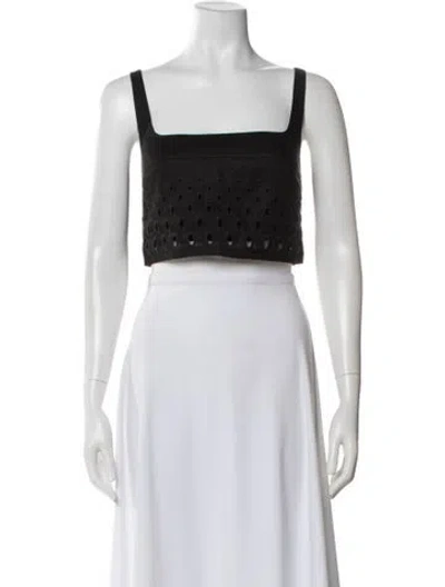Pre-owned A.l.c Linen Square Neckline Crop Top In Black
