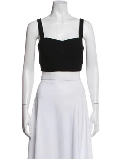 Pre-owned A.l.c Linen Square Neckline Crop Top In Black