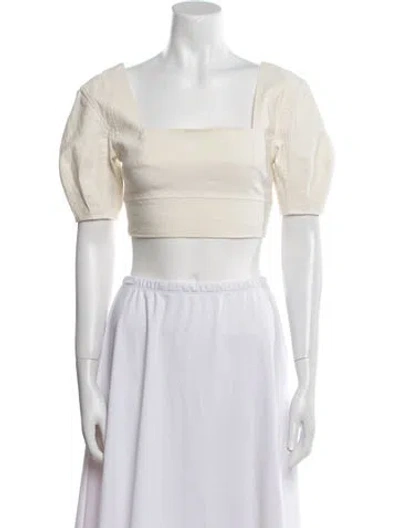 Pre-owned A.l.c Linen Square Neckline Crop Top In Neutral
