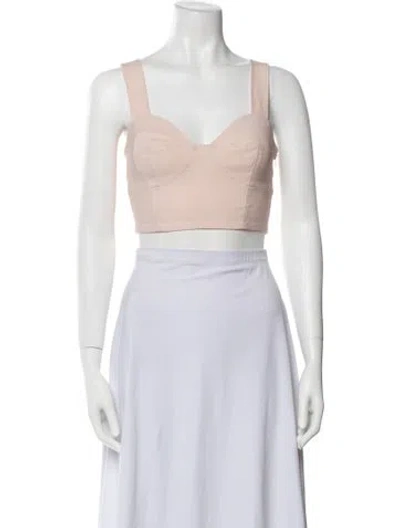 Pre-owned A.l.c Linen Square Neckline Crop Top In Pink