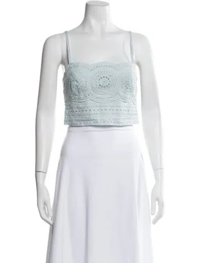 Pre-owned A.l.c Linen Square Neckline Crop Top W/ Tags In Blue