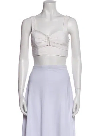 Pre-owned A.l.c Linen Square Neckline Crop Top In White