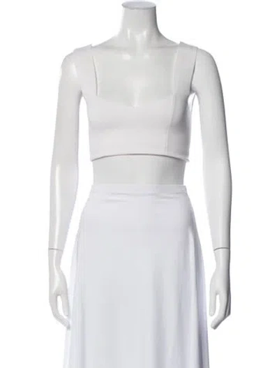 Pre-owned A.l.c Linen Square Neckline Crop Top In White