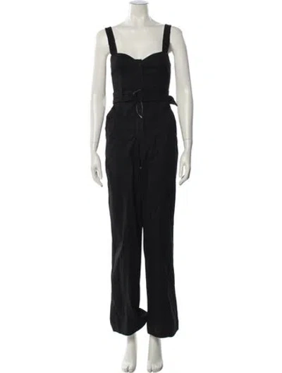 Pre-owned A.l.c Linen Square Neckline Jumpsuit In Black