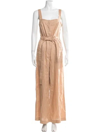 Pre-owned A.l.c Linen Square Neckline Jumpsuit In Neutrals