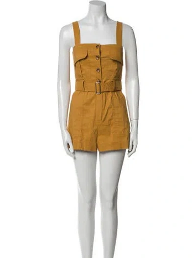 Pre-owned A.l.c Linen Square Neckline Romper In Blue