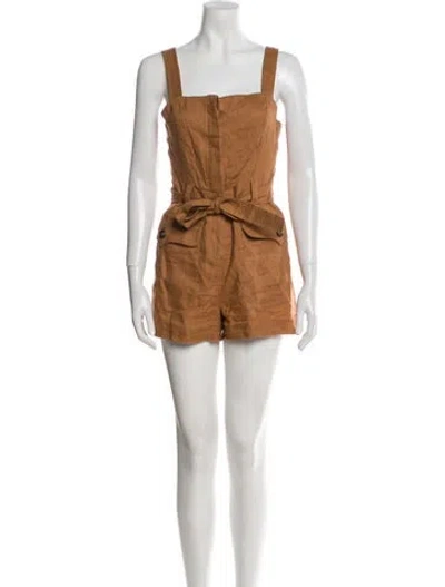 Pre-owned A.l.c Linen Square Neckline Romper In Neutral