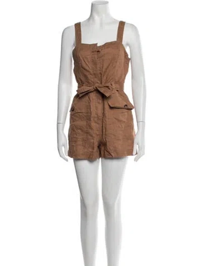 Pre-owned A.l.c Linen Square Neckline Romper In Neutrals
