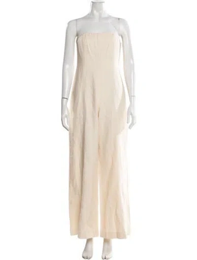 Pre-owned A.l.c Linen Strapless Jumpsuit In Neutral