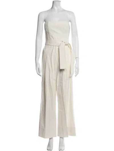 Pre-owned A.l.c Linen Strapless Jumpsuit In Neutral