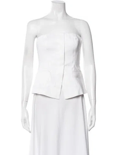 Pre-owned A.l.c Linen Strapless Top In White