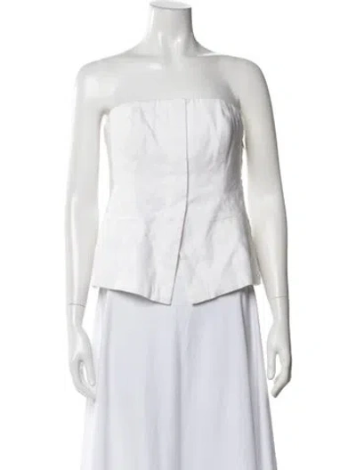 Pre-owned A.l.c Linen Strapless Top In White