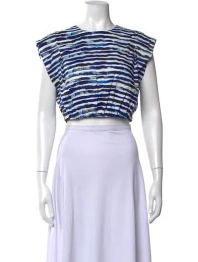 Pre-owned A.l.c Linen Striped Crop Top W/ Tags In White