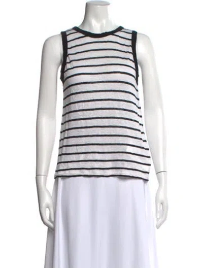 Pre-owned A.l.c Linen Striped Top In Black/white