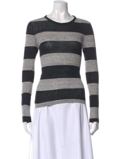 Pre-owned A.l.c Linen Striped Top In Gray