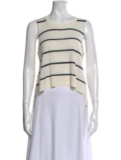 Pre-owned A.l.c Linen Striped Top In Neutral