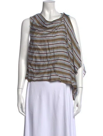 Pre-owned A.l.c Linen Striped Top W/ Tags In Blue
