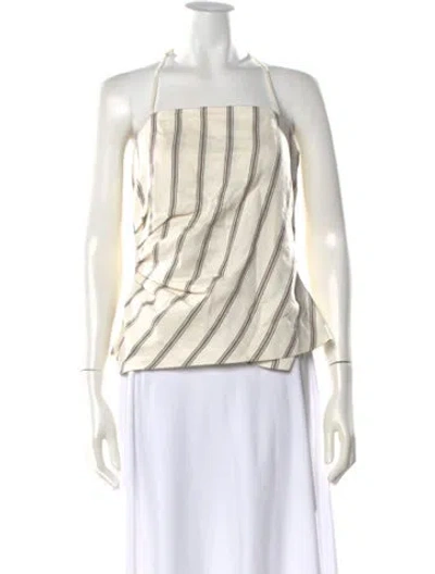 Pre-owned A.l.c Linen Striped Top W/ Tags In Neutral