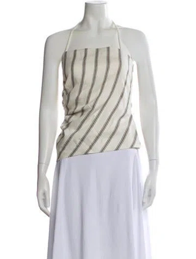 Pre-owned A.l.c Linen Striped Top In White