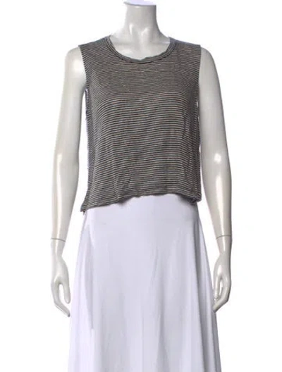 Pre-owned A.l.c Linen Striped Top In White
