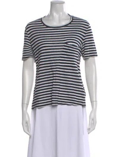 Pre-owned A.l.c Linen Striped T-shirt In Black