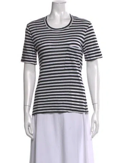 Pre-owned A.l.c Linen Striped T-shirt In Black/white