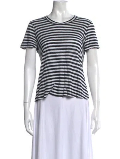 Pre-owned A.l.c Linen Striped T-shirt In Black/white