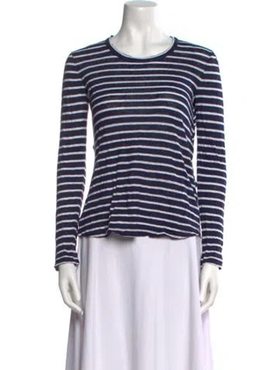Pre-owned A.l.c Linen Striped T-shirt In Blue