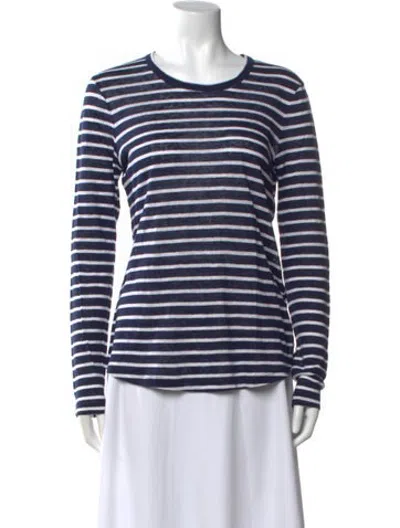 Pre-owned A.l.c Linen Striped T-shirt In Blue