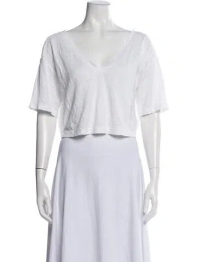 Pre-owned A.l.c Linen V-neck Crop Top W/ Tags In White