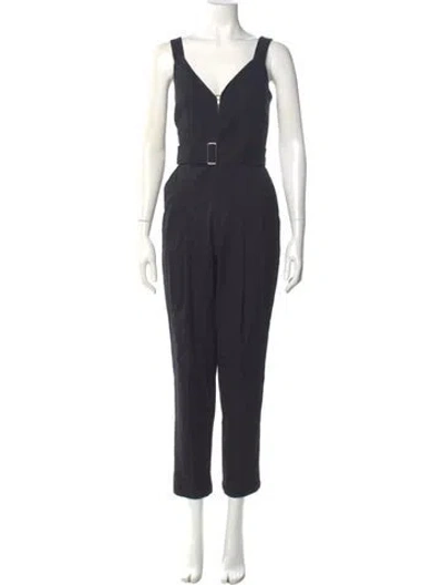 Pre-owned A.l.c Linen V-neck Jumpsuit In Black