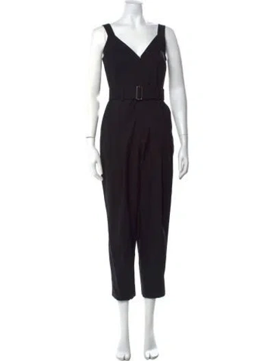 Pre-owned A.l.c Linen V-neck Jumpsuit In Black