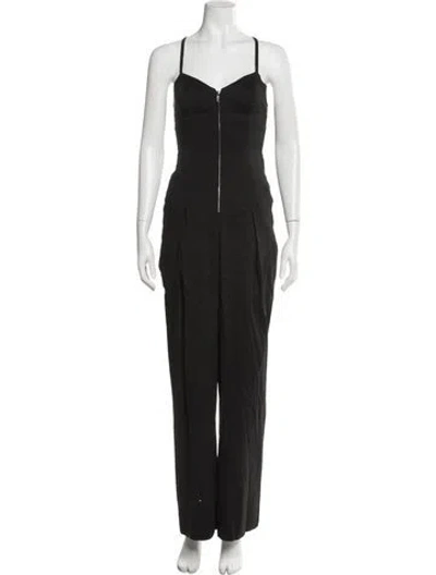 Pre-owned A.l.c Linen V-neck Jumpsuit W/ Tags In Black