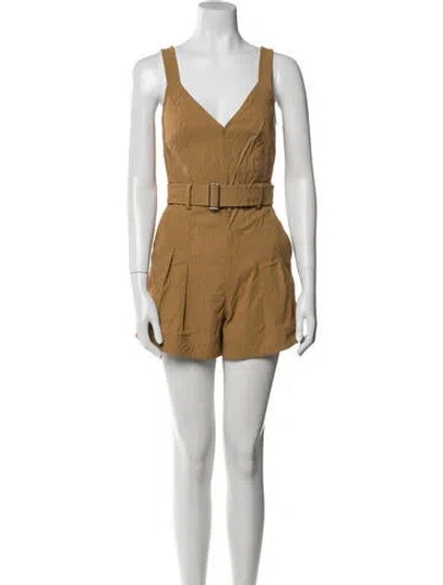 Pre-owned A.l.c Linen V-neck Romper In Brown