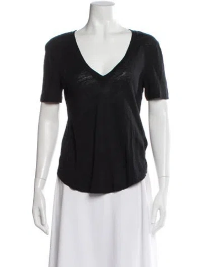 Pre-owned A.l.c Linen V-neck T-shirt In Black