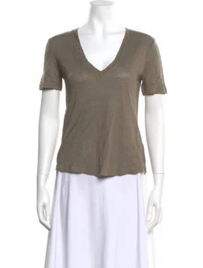 Pre-owned A.l.c Linen V-neck T-shirt In Green