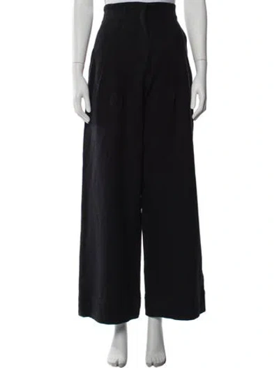 Pre-owned A.l.c Linen Wide Leg Pants In Black