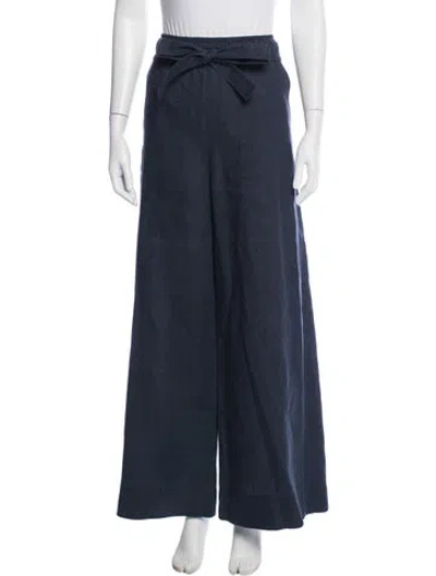Pre-owned A.l.c Linen Wide Leg Pants In Blue