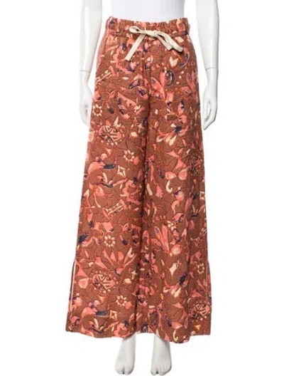 Pre-owned A.l.c Linen Wide Leg Pants In Brown/pink