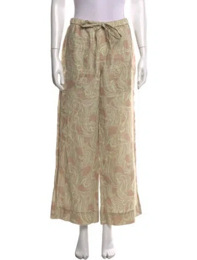 Pre-owned A.l.c Linen Wide Leg Pants In Green