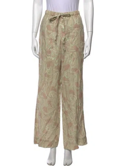 Pre-owned A.l.c Linen Wide Leg Pants In Green