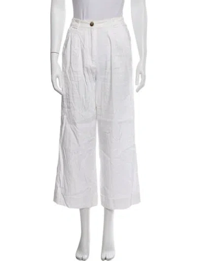 Pre-owned A.l.c Linen Wide Leg Pants In White