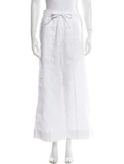 Pre-owned A.l.c Linen Wide Leg Pants In White