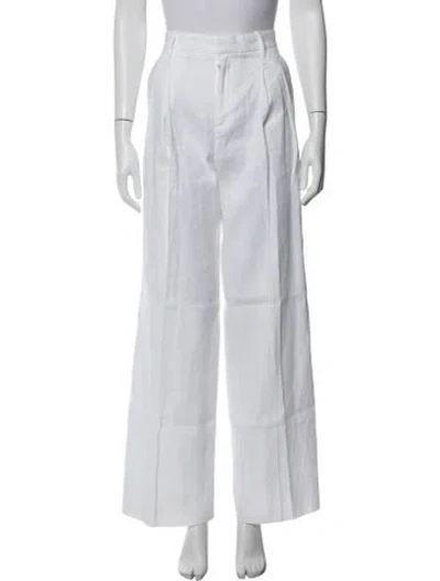 Pre-owned A.l.c Linen Wide Leg Pants In White