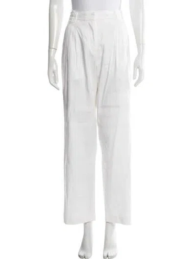 Pre-owned A.l.c Linen Wide Leg Pants In White