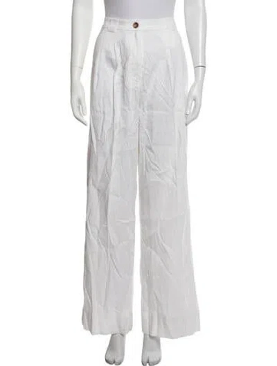 Pre-owned A.l.c Linen Wide Leg Pants In White