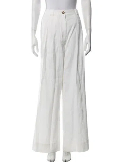 Pre-owned A.l.c Linen Wide Leg Pants In White