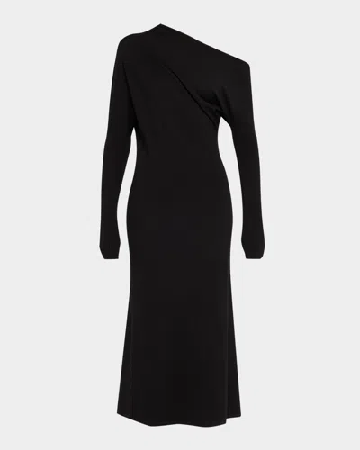 A.l.c Liv One-shoulder Draped Merino Dress In Black