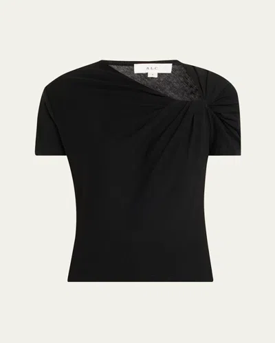 A.l.c Liz Short-sleeve Twist Top In Black