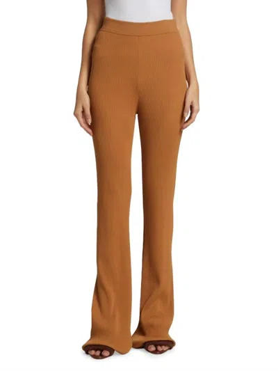A.l.c Logan Rib-knit Flared Pants In Brown